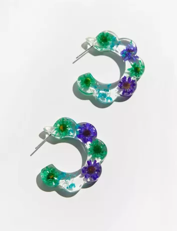 copy of Resin Flower Hoop Large Earring