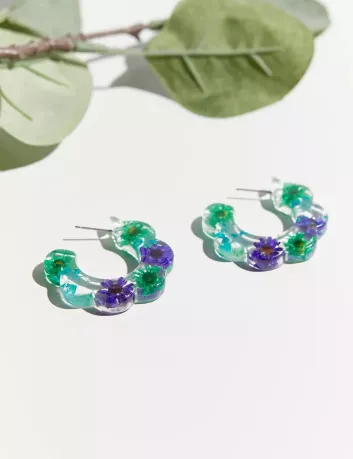 copy of Resin Flower Hoop Large Earring
