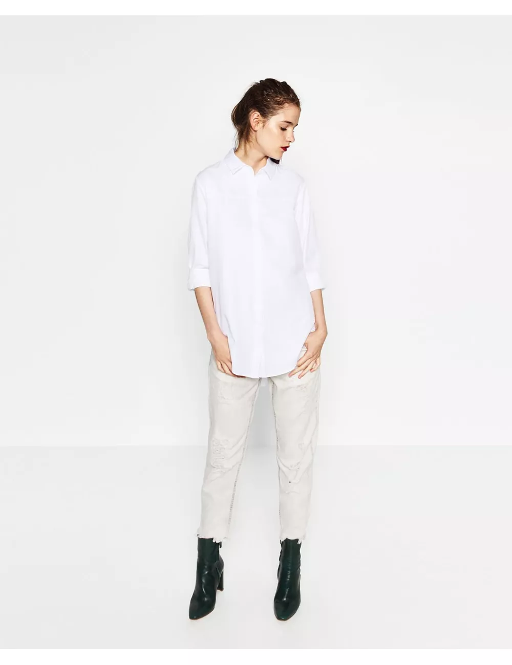 copy of Denim Crop Top in Red With Raw Hem