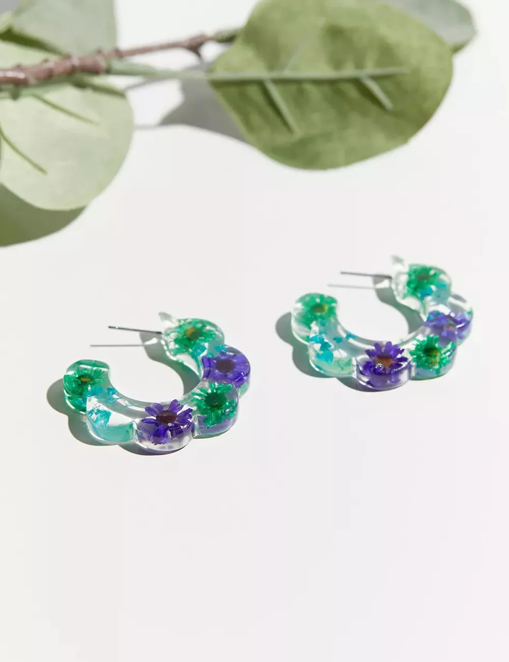 Resin Flower Hoop Large Earring