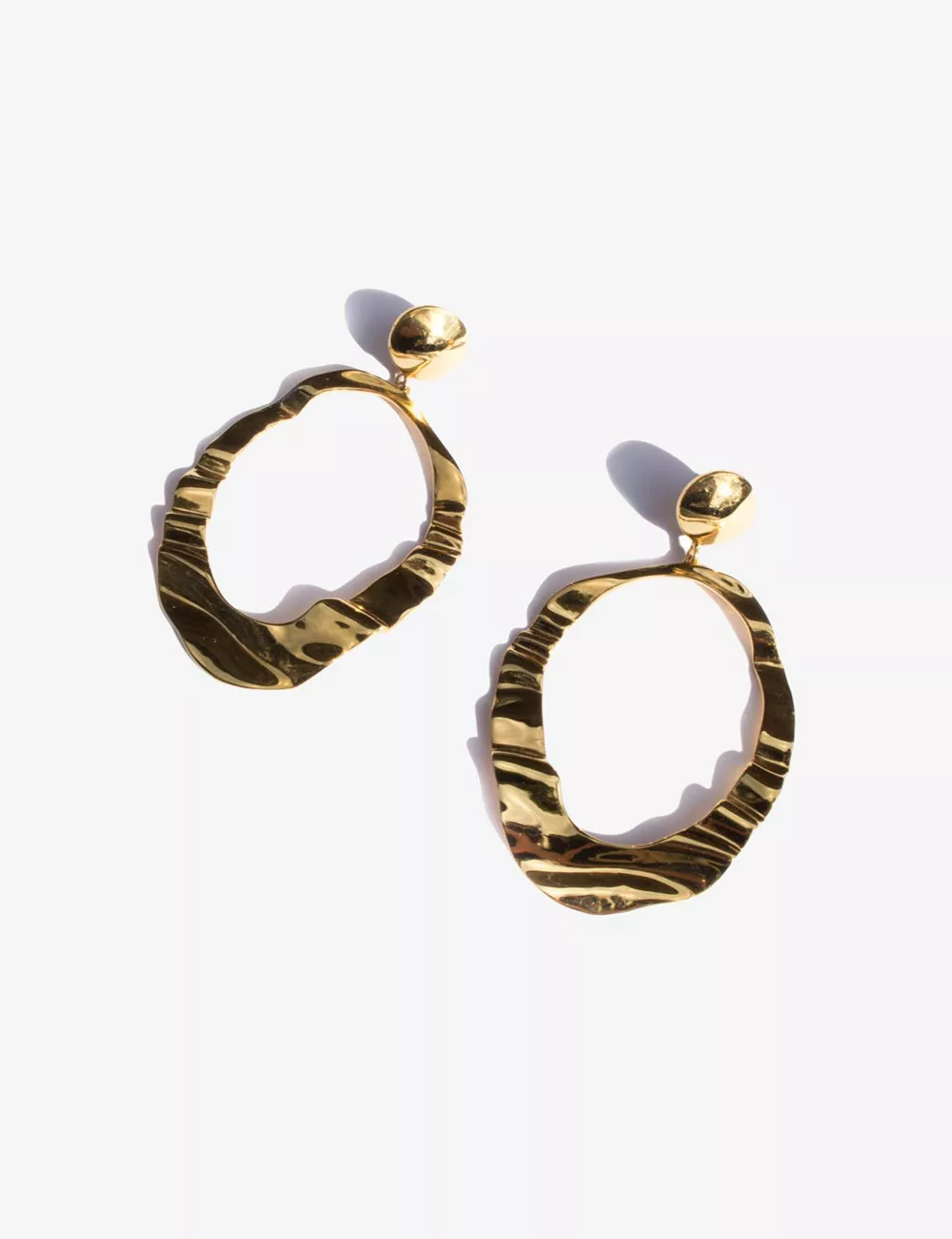 Contour Hoop Gold Plated Earrings