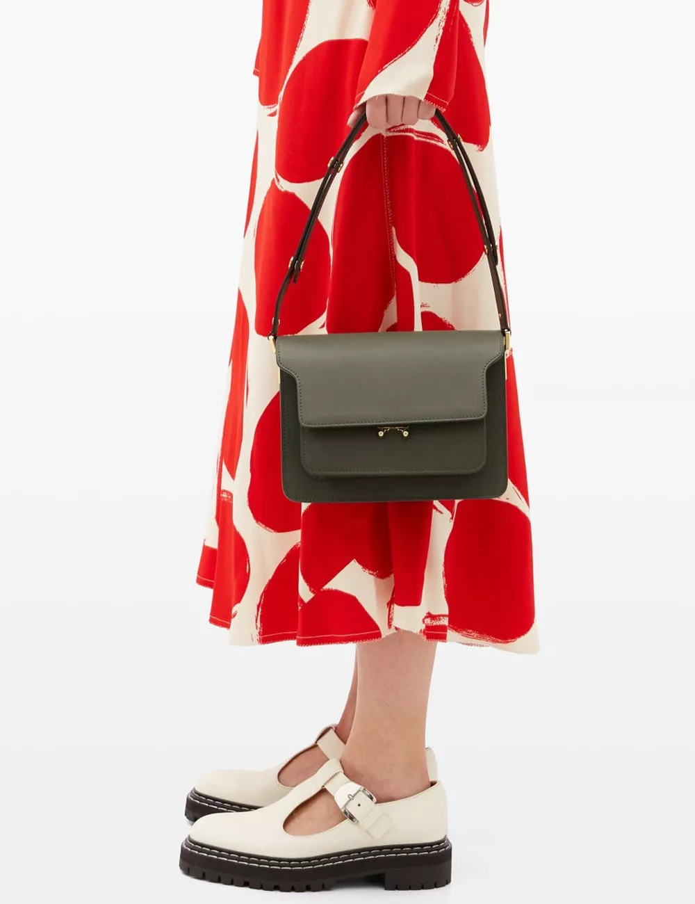 Satin Pleated Midi Skirt in Scenic Print