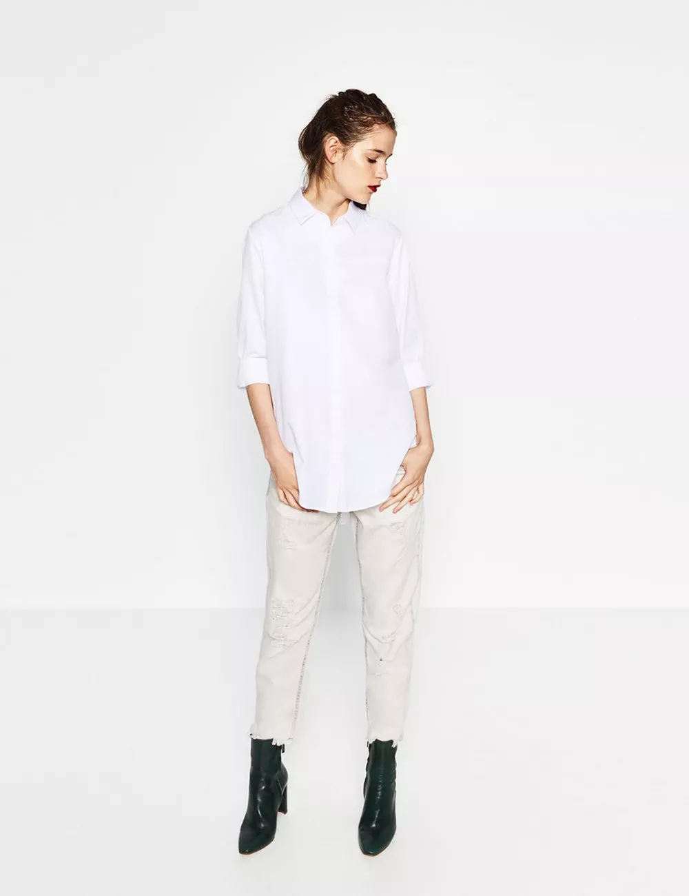 copy of Denim Crop Top in Red With Raw Hem