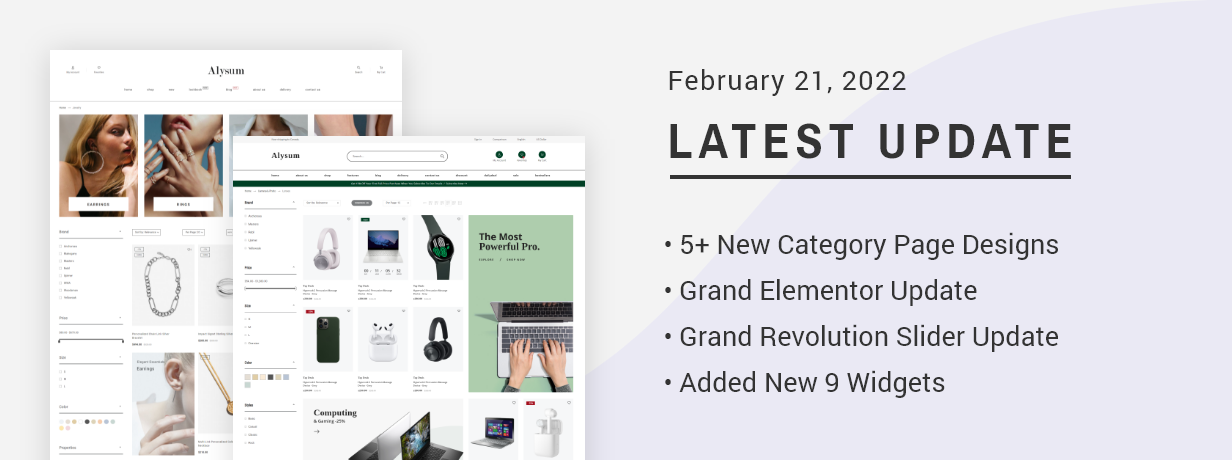 Alysum Prestashop Elementor + AMP theme